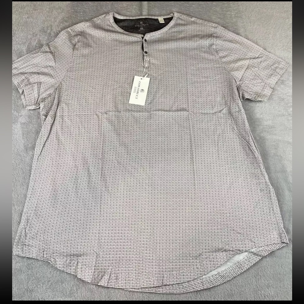 Con Struct mens short sleeve Printed Henley shirt size XXL